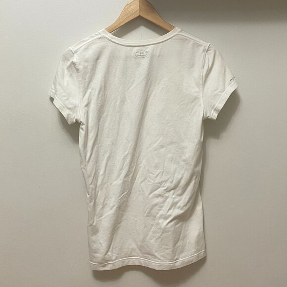 Under Armour Heatgear Short Sleeve T-shirt Cream White Women's Size Medium - Picture 2 of 8